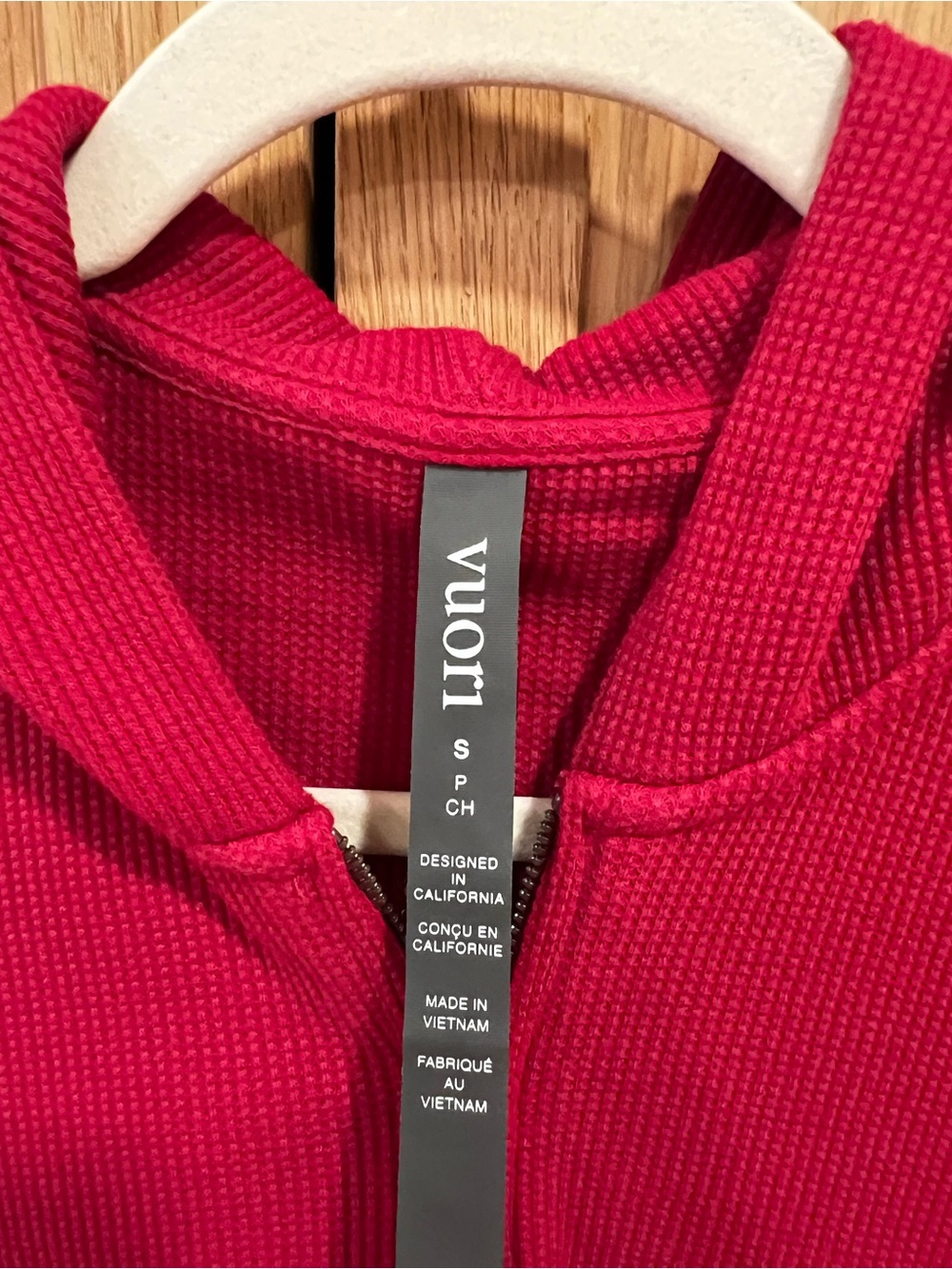Vuori Waffle Full Zip Hoodie Sweatshirt Dark Red Size Small Active Athleisure - Picture 3 of 6